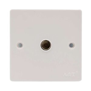 A&T 1 Gang TV/FM Coaxial Socket White