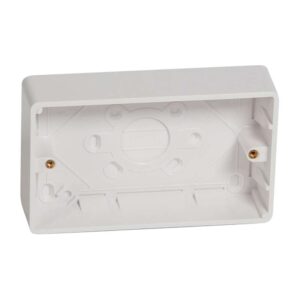 Legrand Synergy PVC Back Box 2-Gang, 35 mm Depth, Screw-fix, Moulded Fixings, and Multiple Knockouts - White
