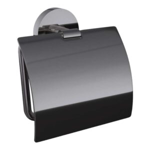 Jaquar Toilet Paper Holder with Lid, Covered Tissue Holder for WC – Black Chrome