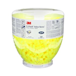 3M 391-1004, yellow neon Uncorded Ear Plug with dispenser Jar 500Pairs/Box