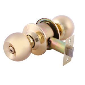 Geepas Stainless Steel Cylindrical Door Knob Lock, 53mm Comes with Brass Knobs, Suitable for Bedroom
