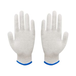 Ameriza Cotton Knitted Gloves Blue Overlock, Bleach white, 12Pairs/pack